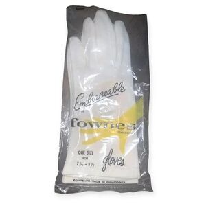 Vintage Ladies White Gloves Fownes Nylon Double Woven 50s 60s New Dead Stock